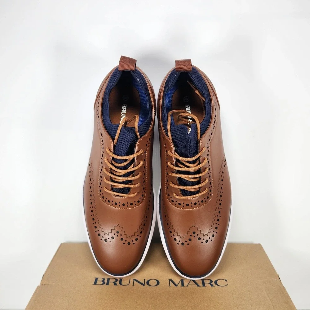 Bruno Marc Oxford Sneakers Mens Size 8.5 Brown Wingtip Brogue Casual Dress Shoes